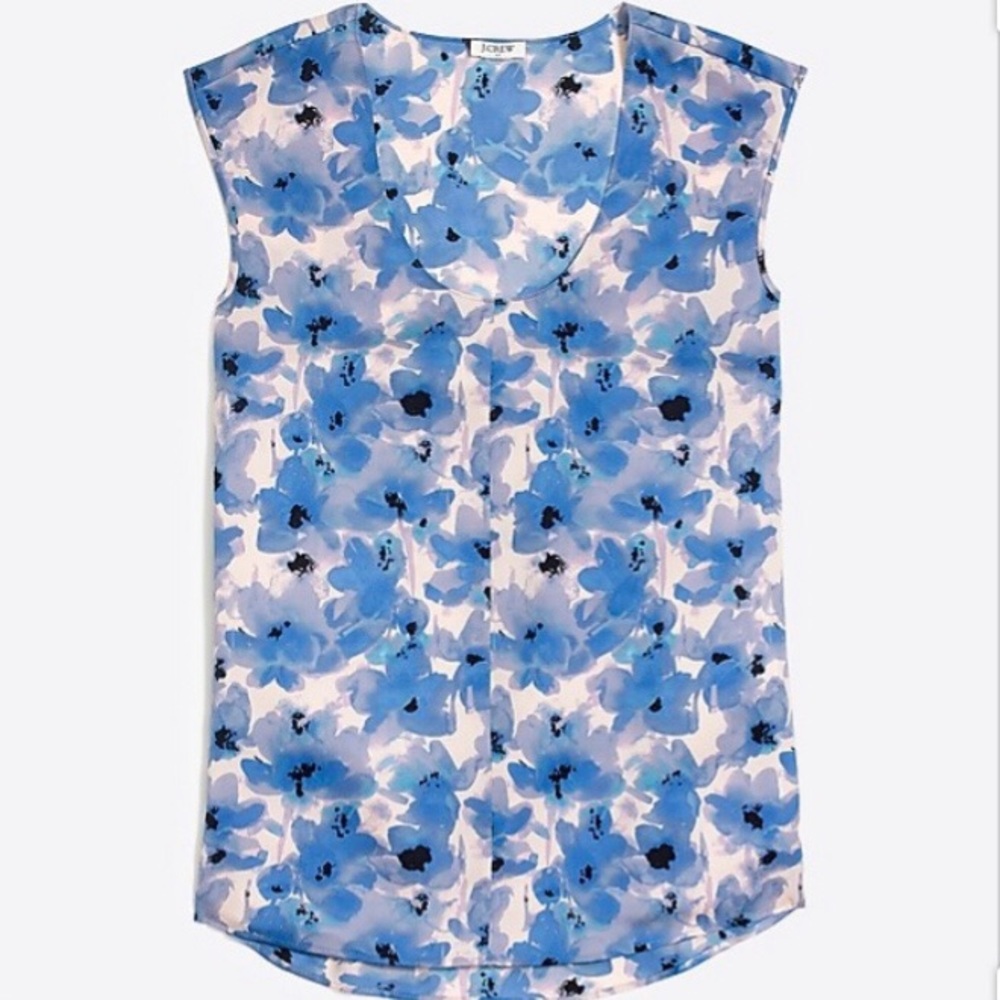JCrew Factory Printed Cap-sleeve Shirttail Blouse